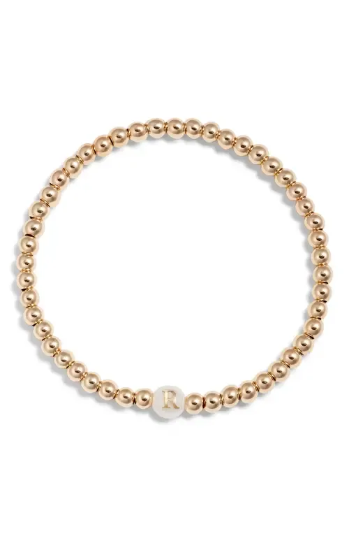 Mother of Pearl Initial Beaded Bracelet in Gold Fill R by Nashelle