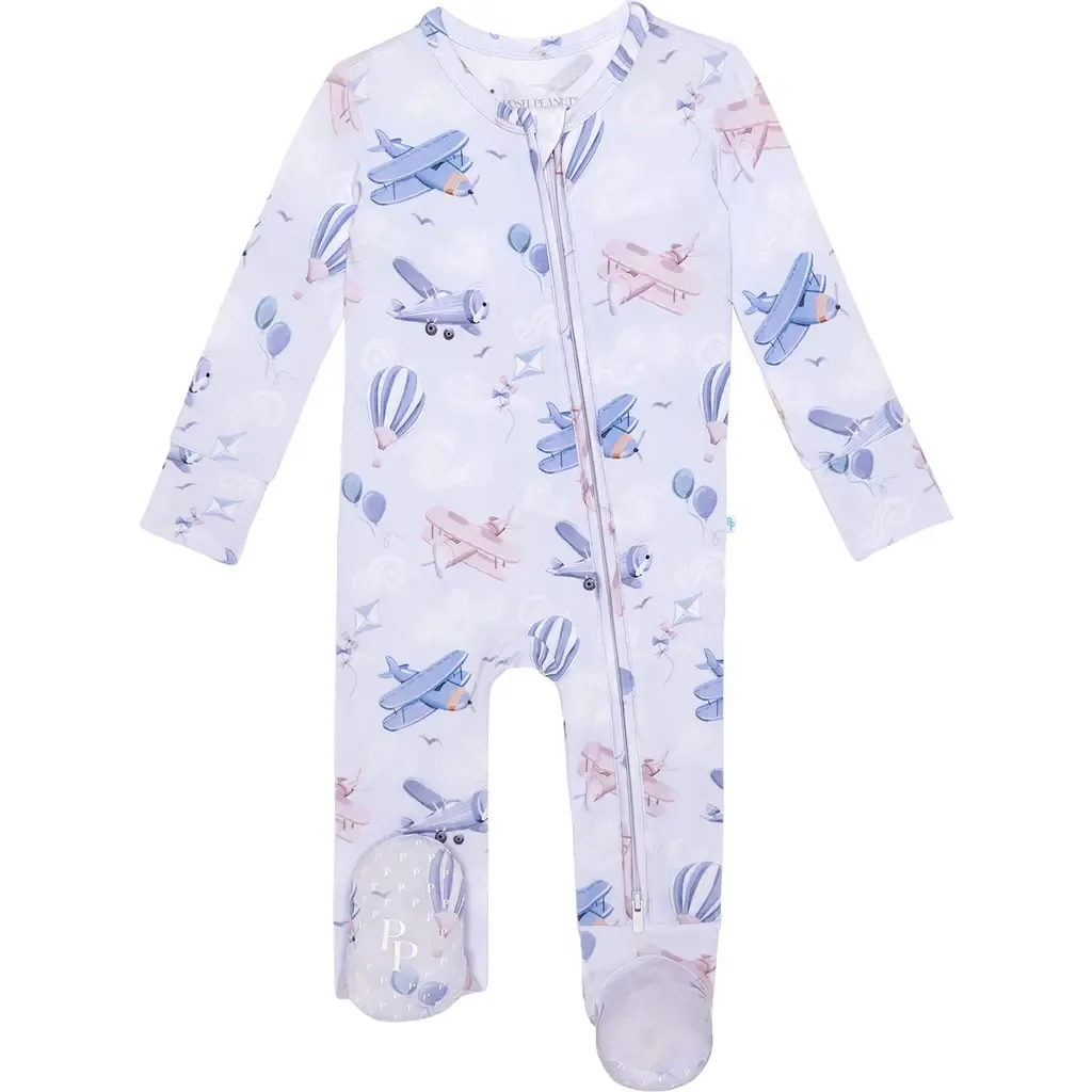 Zip Front Footie in Posh Pilots by Posh Peanut