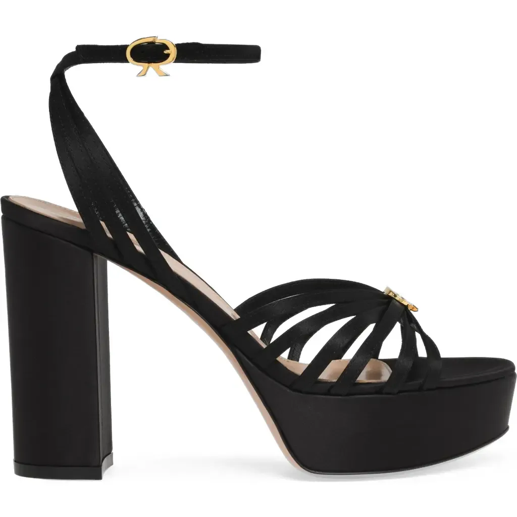 Rita Sandals in Black Fabric by Gianvito Rossi