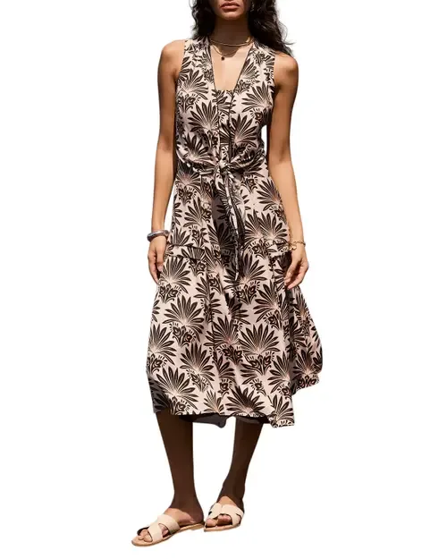 Floral Print Sleeveless Midi Dress