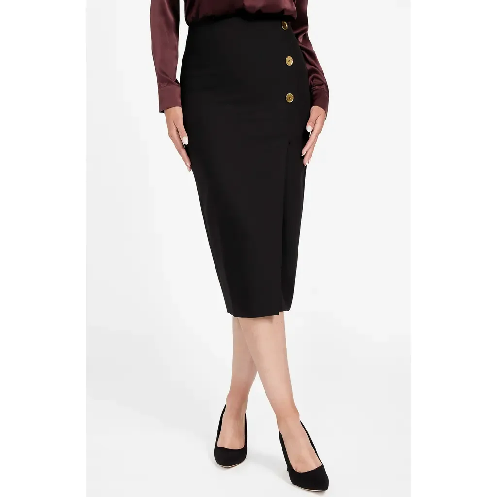 Dalia Button Detail Midi Skirt by Marciano