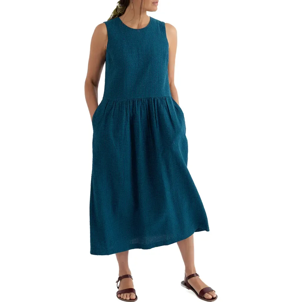 Brouse Gingham Sleeveless Organic Cotton Midi Dress by Seasalt Cornwall