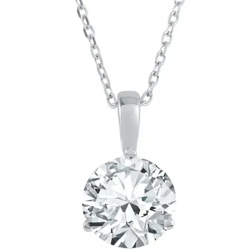 2 ct Solitaire Lab Grown Round Cut Diamond Pendant 14k Gold Necklace 18" by Bliss Diamond