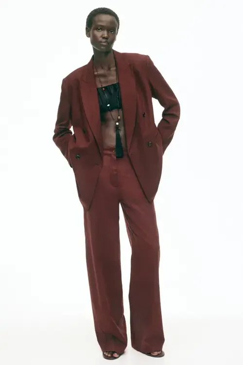 Linen-Blend Trousers by H&M