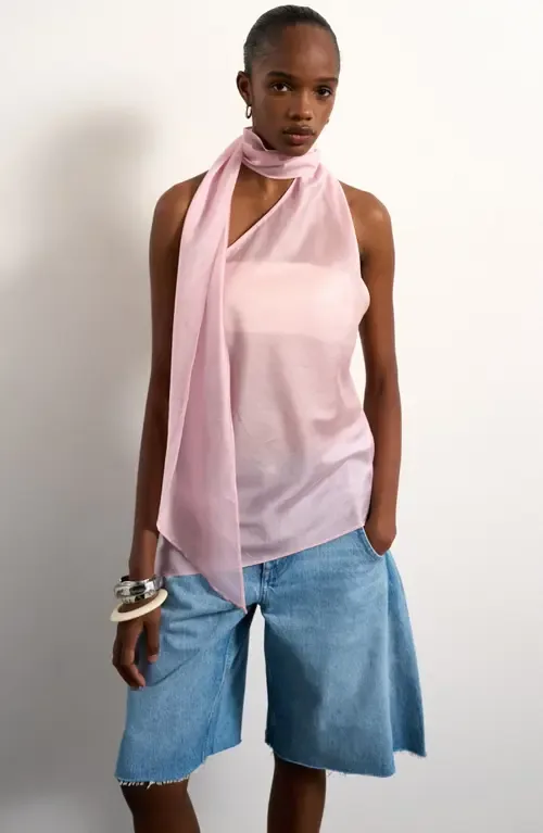 Scarf Open Back Halter Top by Topshop