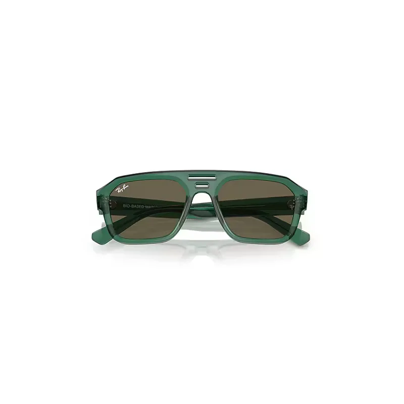 Corrigan Bio-Based Sunglasses Transparent Green Frame Brown Lenses by Ray-Ban