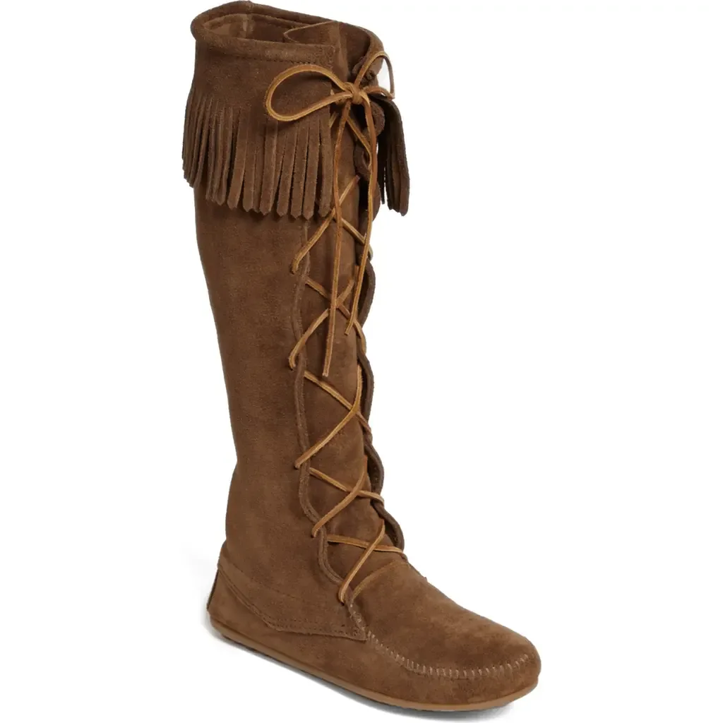 Lace-Up Boot in Brown Suede by Minnetonka