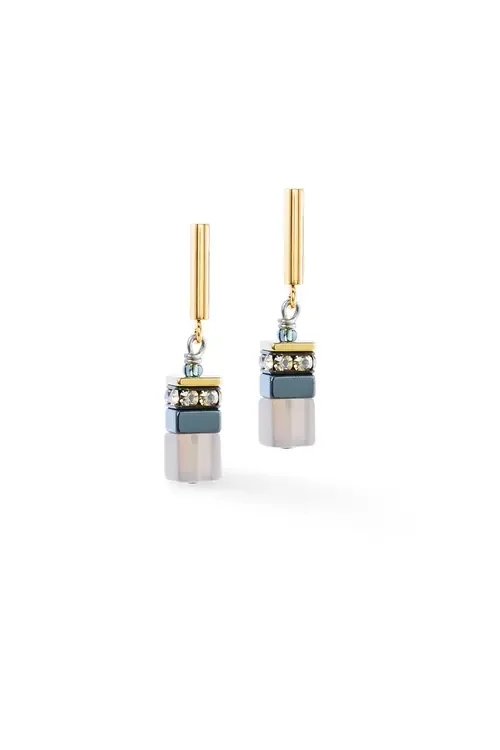 Geocube Precious Motion Gold Earrings by COEUR DE LION
