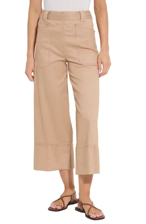 Analia Pinstriped Wide Leg Crop Jeans by Lysse
