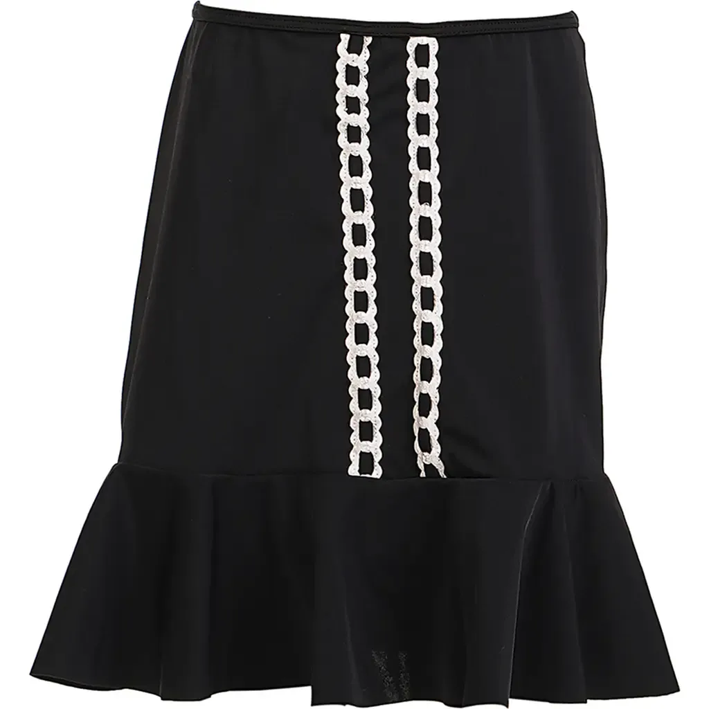 Ruffled Hem Decorative Embroidery Cover-Up Skirt by NESSI BYRD