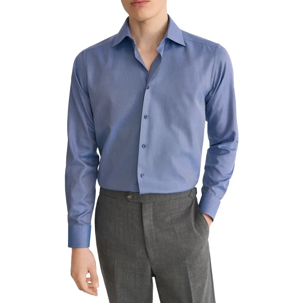Slim Fit Textured Cotton Dress Shirt by Eton