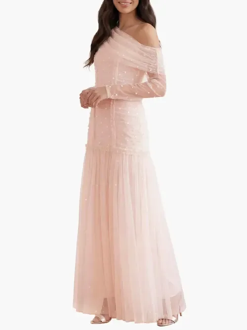 Gigi Dot One-Shoulder Ruched Gown by Needle & Thread