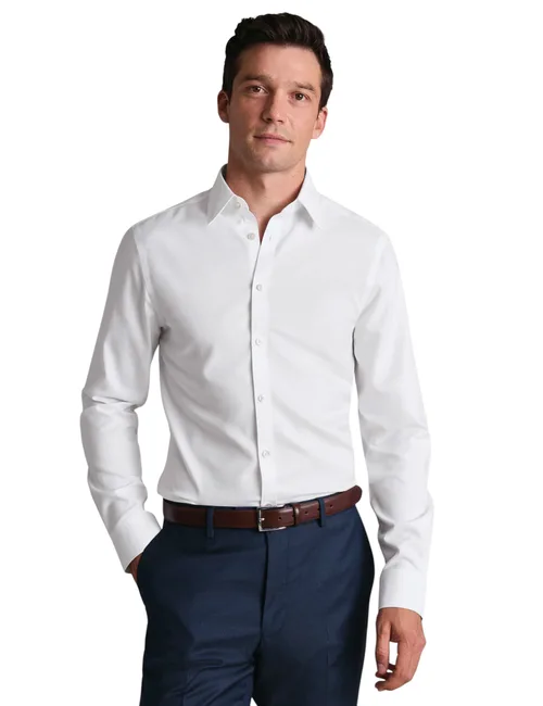 Non-Iron Twill Point Collar Shirt by Charles Tyrwhitt