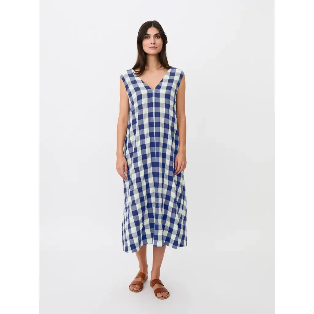 Maordella V-Neck Checked Midi Dress by Masai Copenhagen