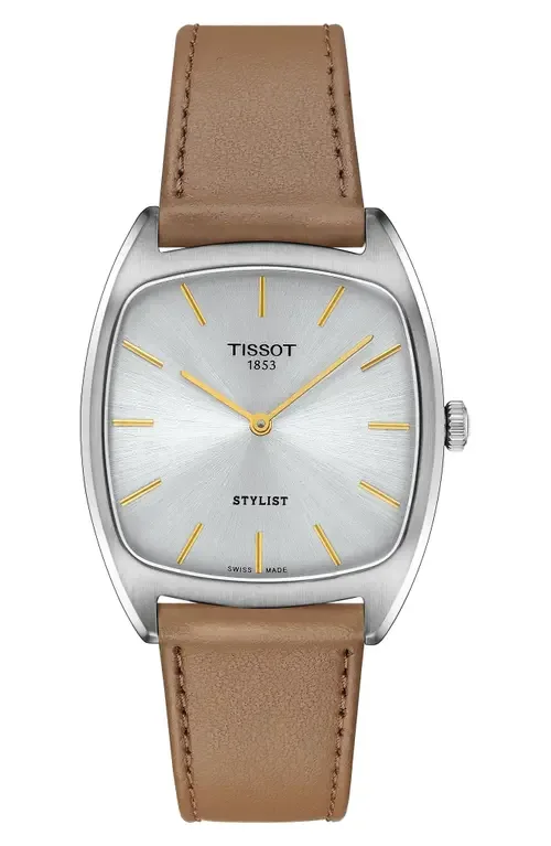 Stylist Leather Strap Watch, 32mm by Tissot