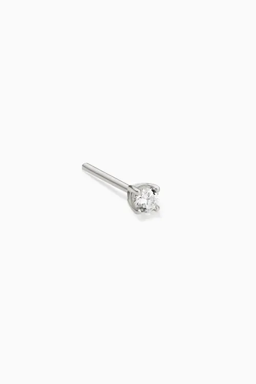 14K Gold Shine Bright Diamond Single Mini Stud by Oradina