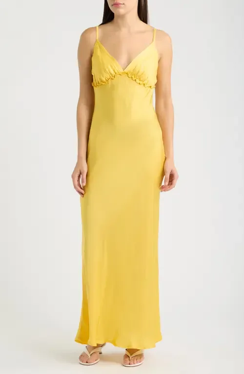 Trevi Sleeveless Satin Maxi Dress by DELUC
