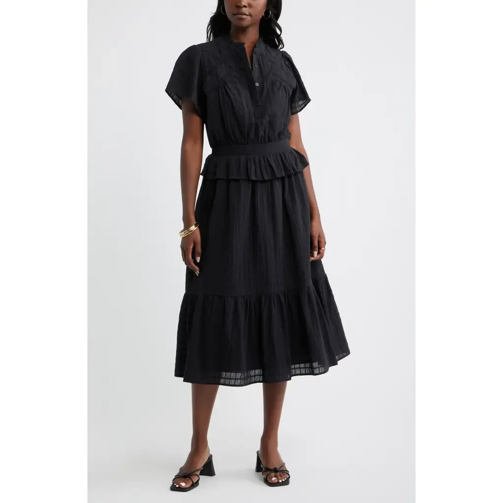 Lace Trim Peplum Midi Dress by caslon(r)