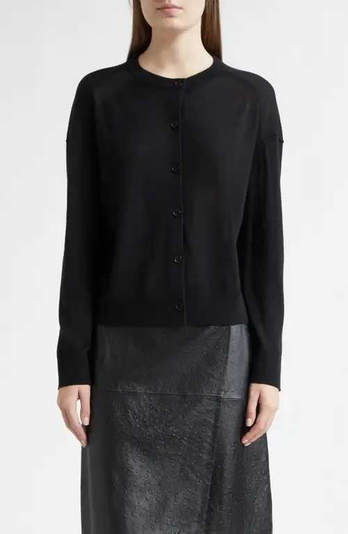 Kita Fine Knit Cashmere Crewneck Cardigan by Loulou de Saison