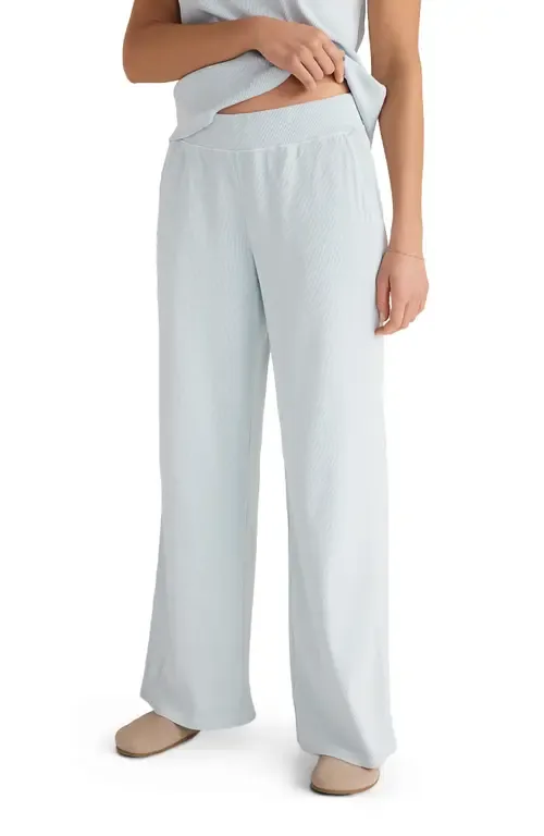 Organic Cotton Rib Knit Wide Leg Pants in Garment Dye Salt Water