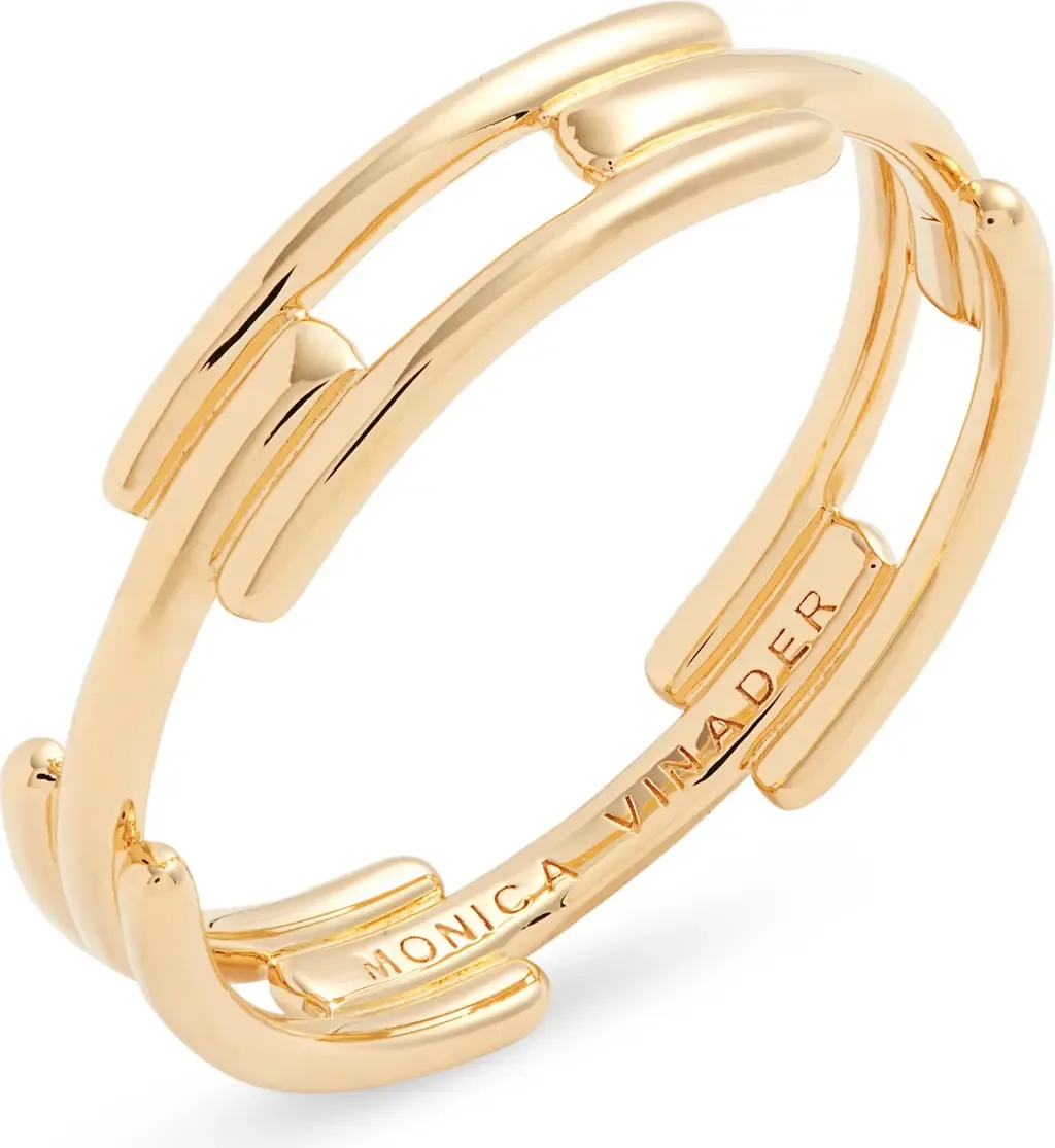 Signature Link Stacking Ring in 18Ct Gold Vermeil by Monica Vinader