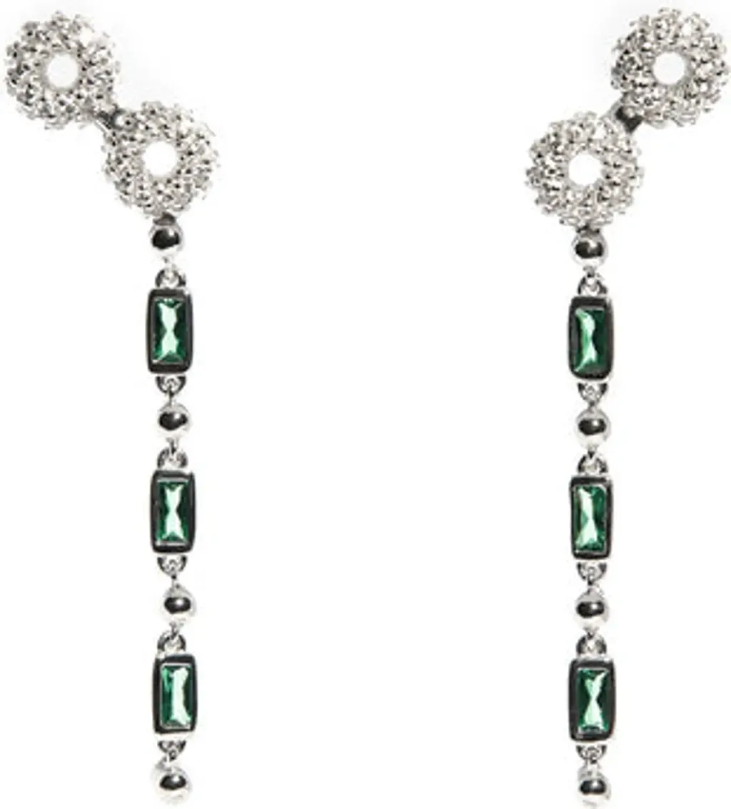 Flower Drop Earrings in White Gold by ZARUX
