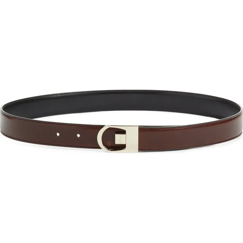 YSL Logo Buckle Reversible Leather Belt by Saint Laurent