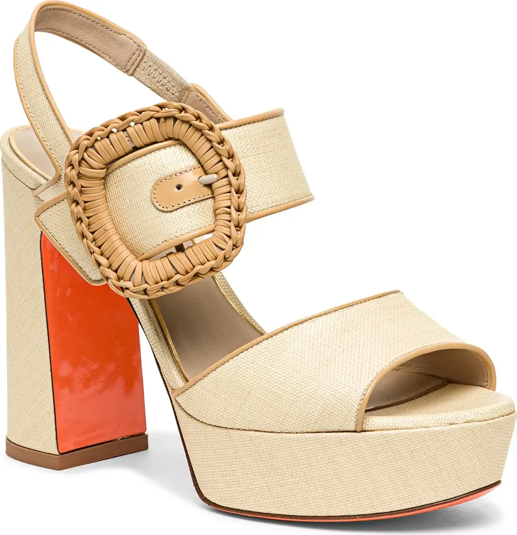 Leather High-Heel Sandal by Santoni