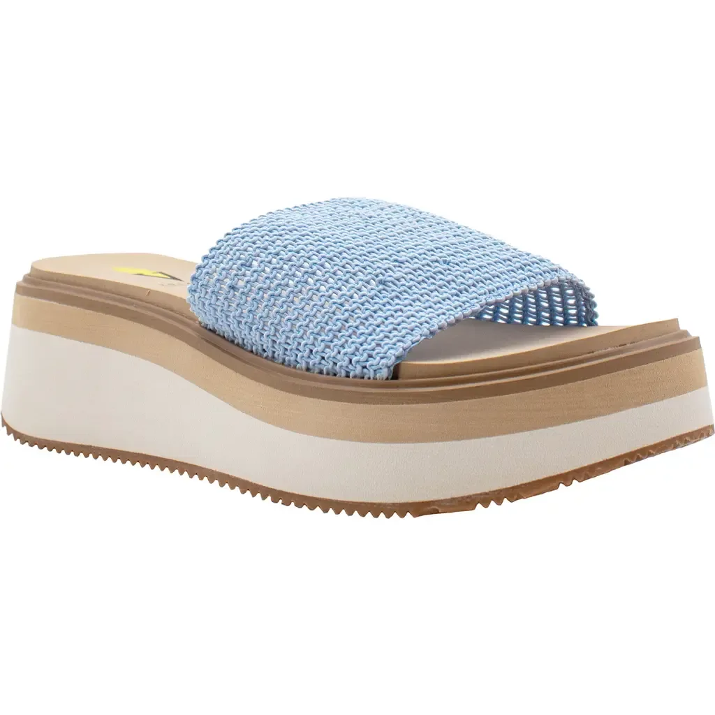 Portobello Platform Wedge Sandal in Blue Raffia