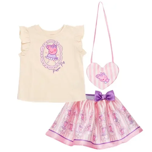 T-Shirt and Satin Skirt Set with Bag by Peppa Pig