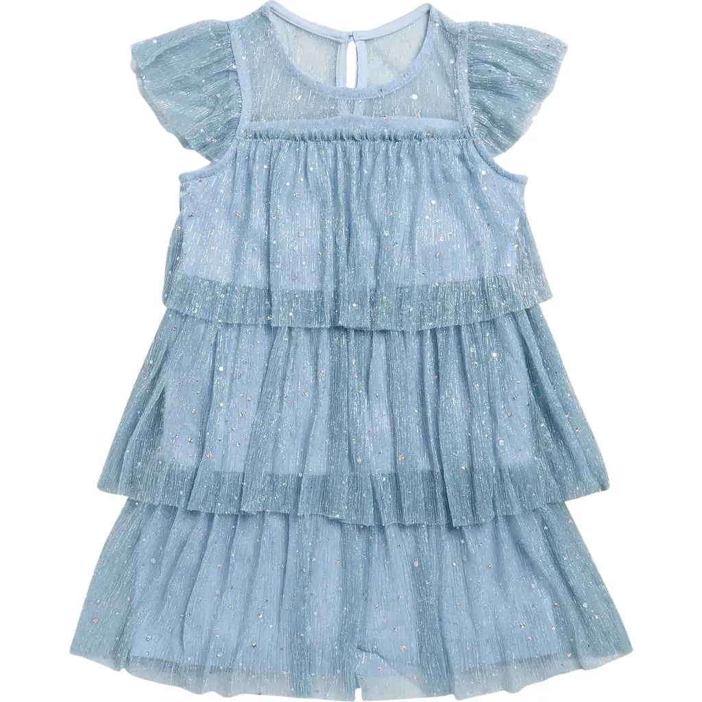Confetti Metallic Tiered Party Dress by Zunie