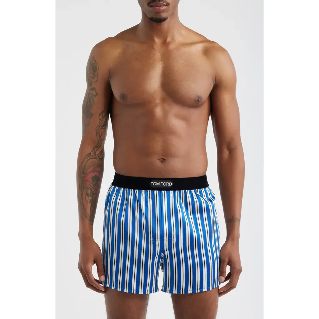 Stripe Stretch Silk Boxer Shorts by TOM FORD