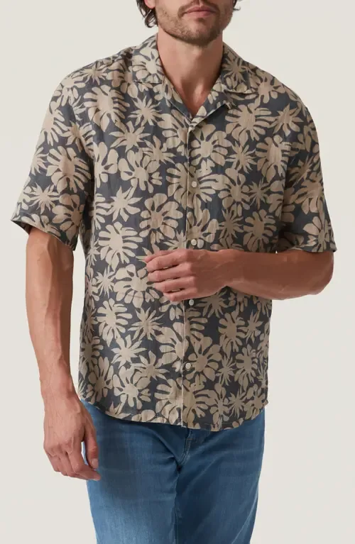 Bloom Print Short Sleeve Linen Button-Up Shirt by 34 Heritage
