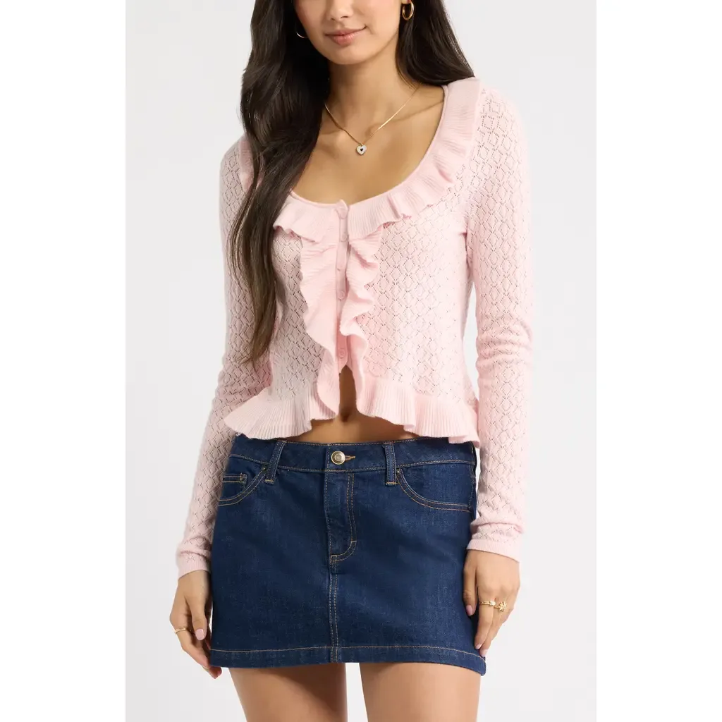 Ruffle Pointelle Cardigan by BP.