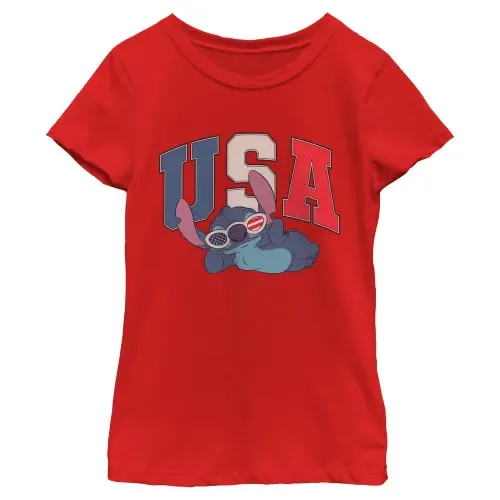 Usa Cool Sunglasses Graphic Short Sleeve T-Shirt by Lilo & Stitch