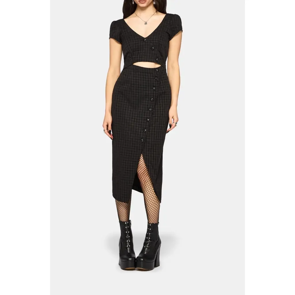 Ziggy Check Cut Out Midaxi Dress by Disturbia