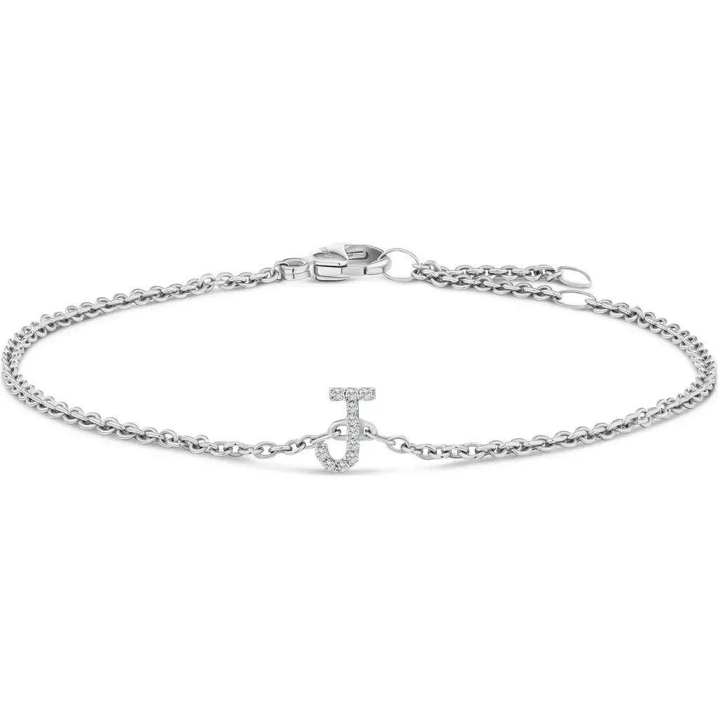 10K Gold Diamond Accent "A-Z" Initial Charm and Link Bracelet by Haus of Brilliance