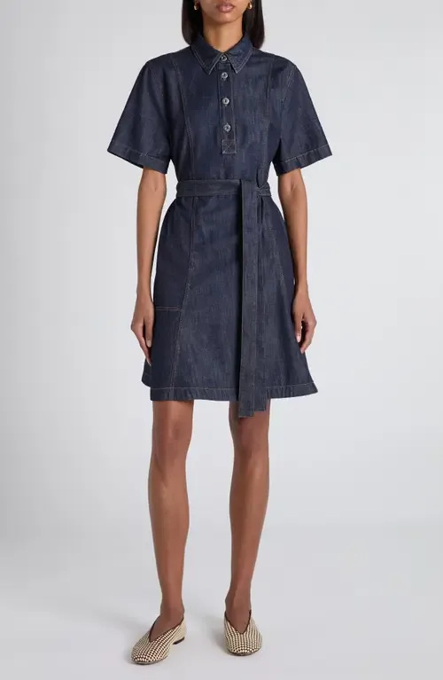 Belted Denim Popover Dress by Bottega Veneta