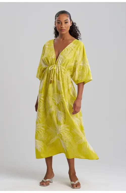 Palm Caftan Cover-Up Dress with Tassel by Natori