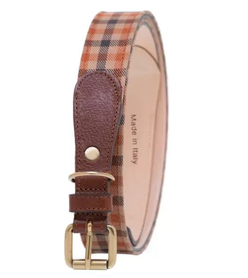 Classic Check Twill Genuine Leather Trim Belt by Ghurka