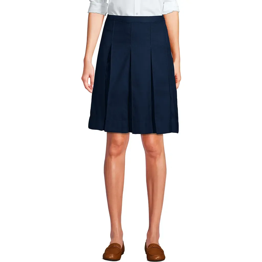 School Uniform Solid Box Pleat Skirt Above Knee by Lands' End