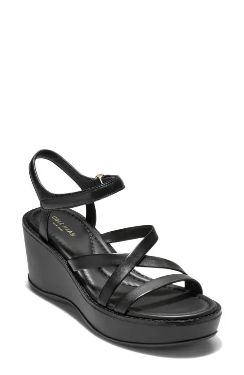 Grand Ambition Azura Strappy Sandal in Black Leather by Cole Haan