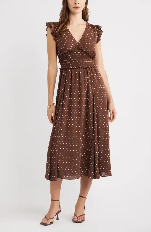 Smocked Chiffon Midi Dress by Chelsea28