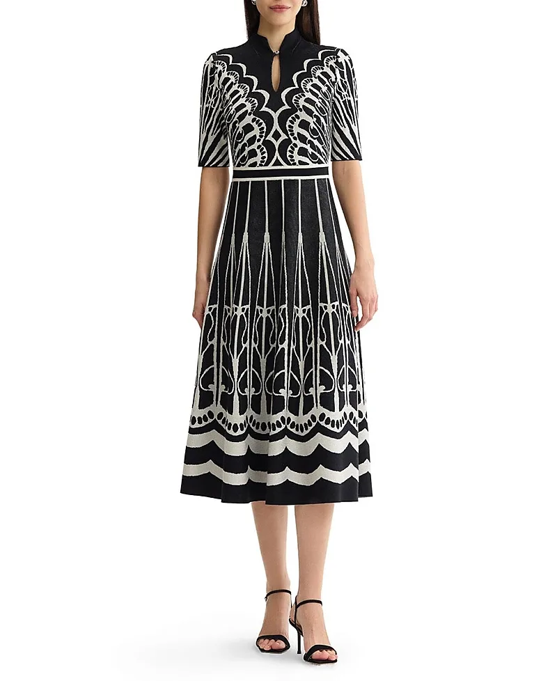 Fit N Flare Feminine Soft Knit Maxi Dress by Ming Wang