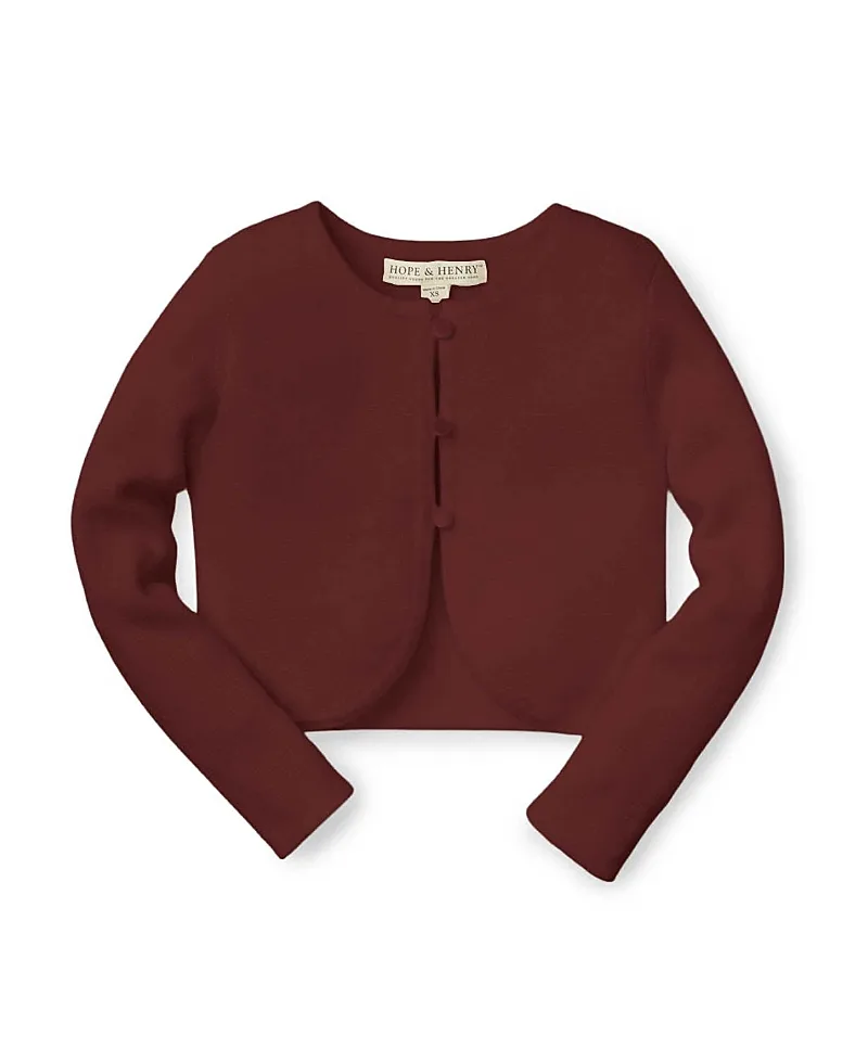 Organic Cropped Curved Hem Cardigan by Hope & Henry