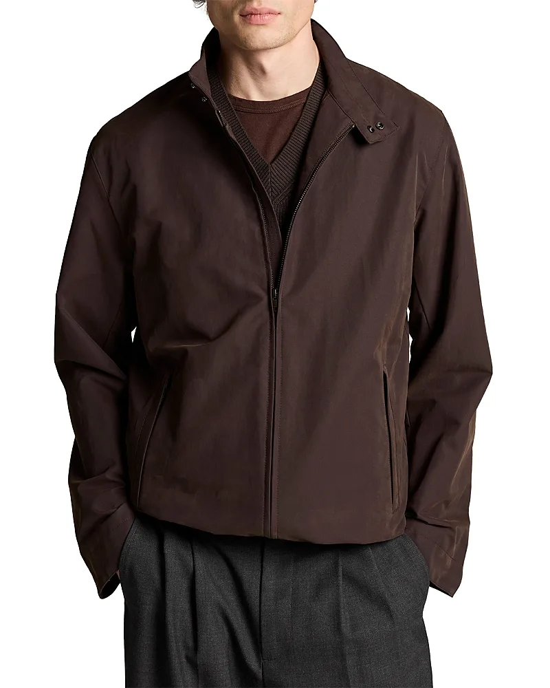 Cotton Blend Band Collar Windbreaker by Vince