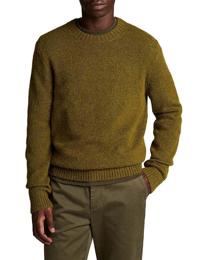 Mottled Marl Merino Wool & Alpaca Blend Crewneck Sweater