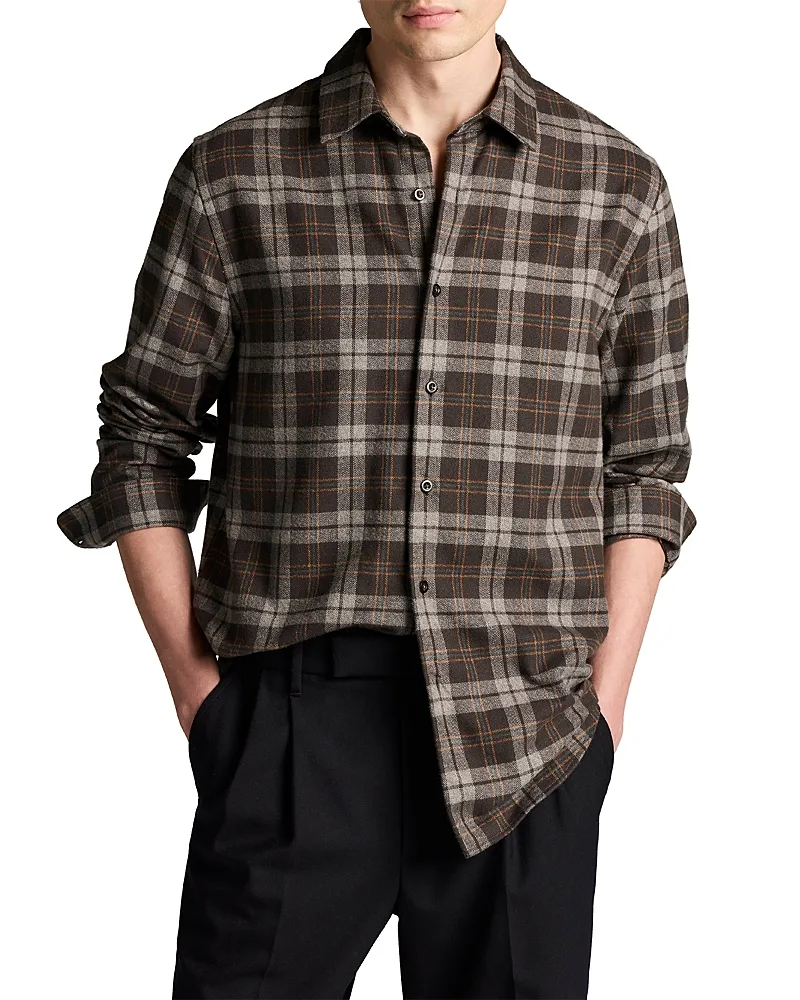 Tom Plaid Cotton Button Up Shirt by Vince