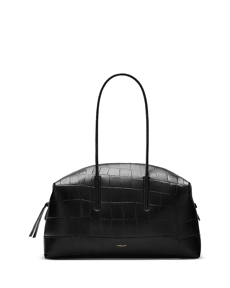 Stockholm Croc Embossed Leather Shoulder Bag by Demellier
