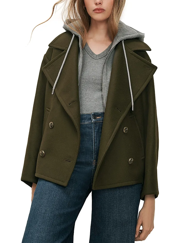 Franklin Double Breasted Wool Blend Hoodie Coat by Veronica Beard